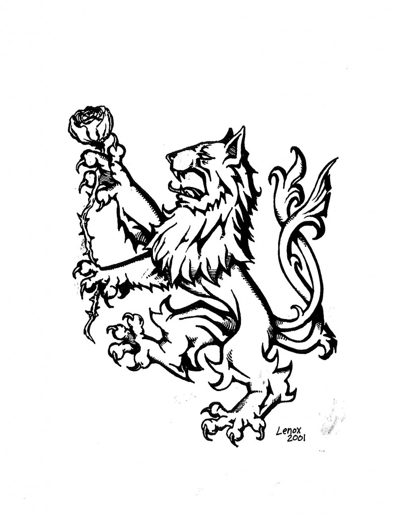 Lion Holding a White Rose