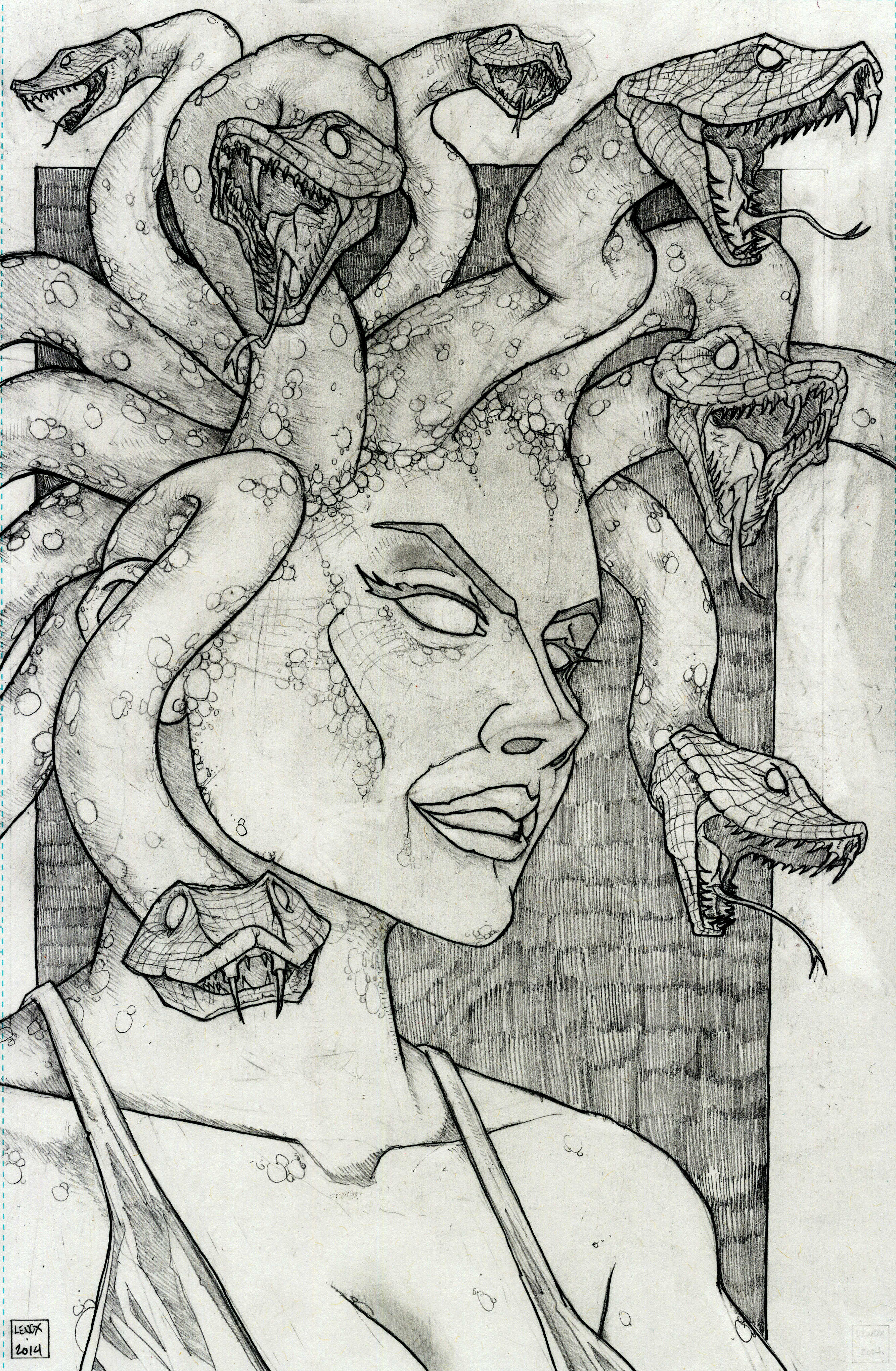Gorgon Medusa Final Pencils Jason Lenox